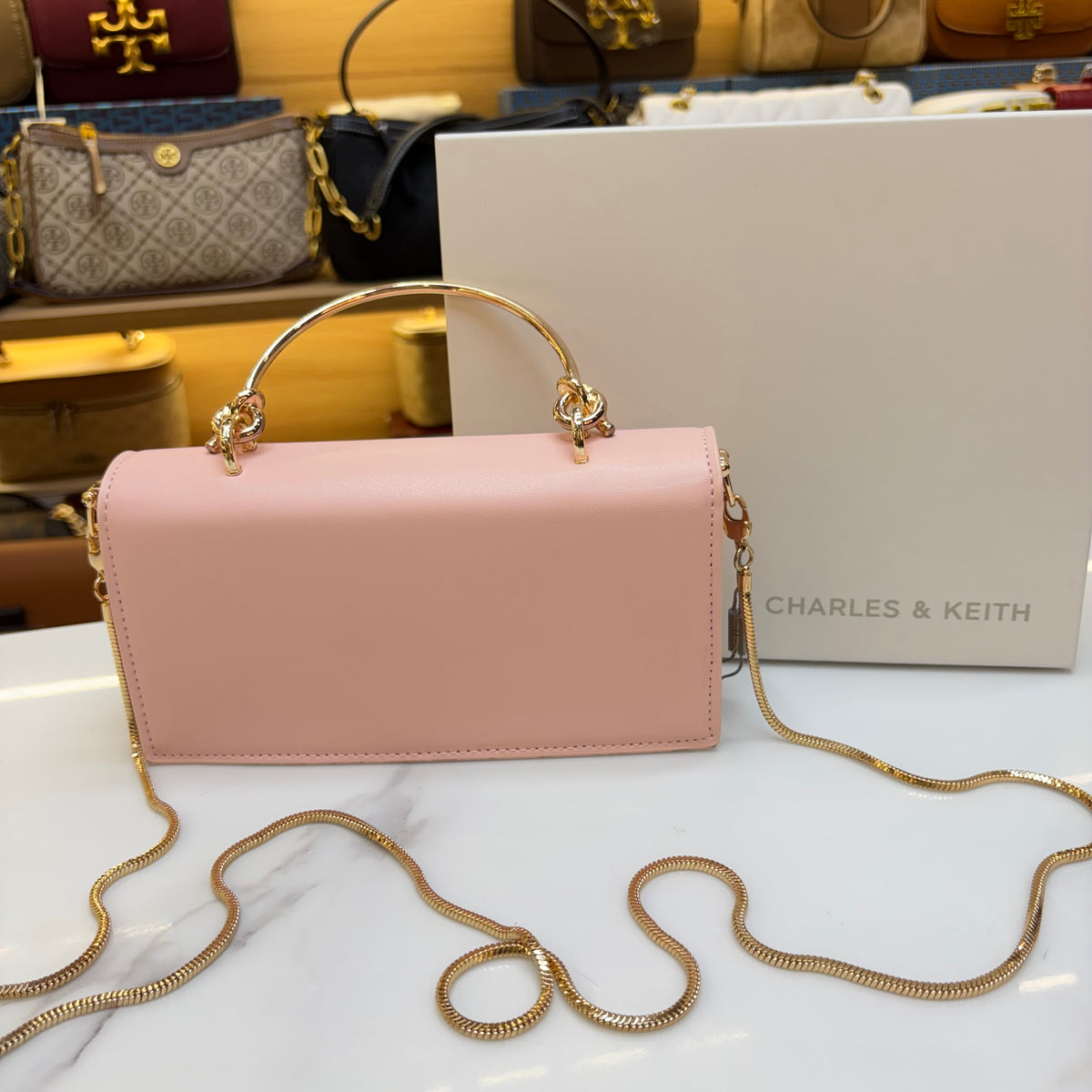 CNK Kristine Sculptural Handle Handbag - Light Pink