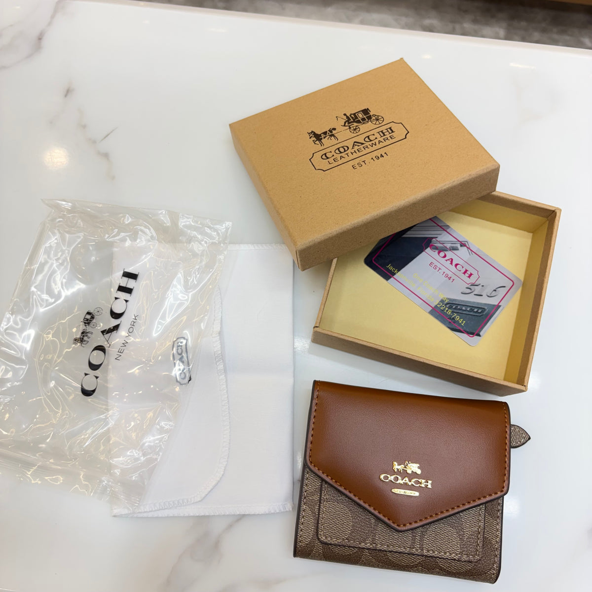 Coch Trifold Wallet - Signature Brown
