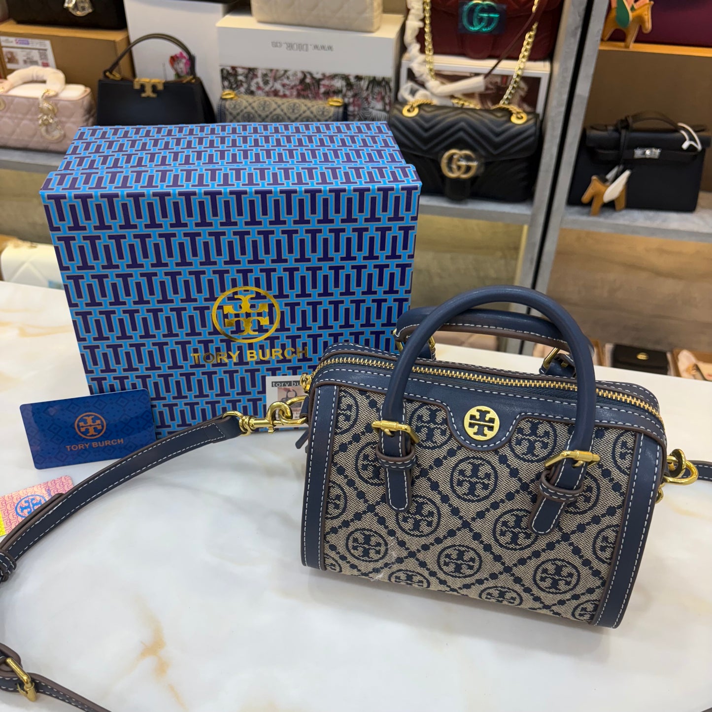TB Monogram Speedy - Blue Colour