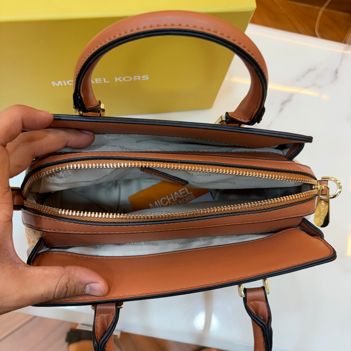 MK Satchel - White Tan
