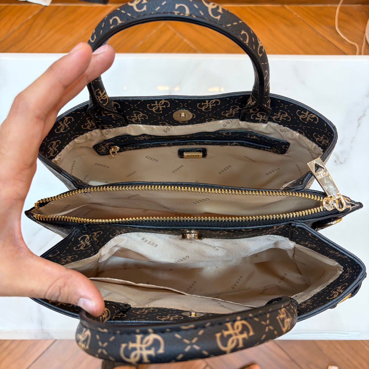 GUS Arlena Girlfriend Satchel - Black Monogram