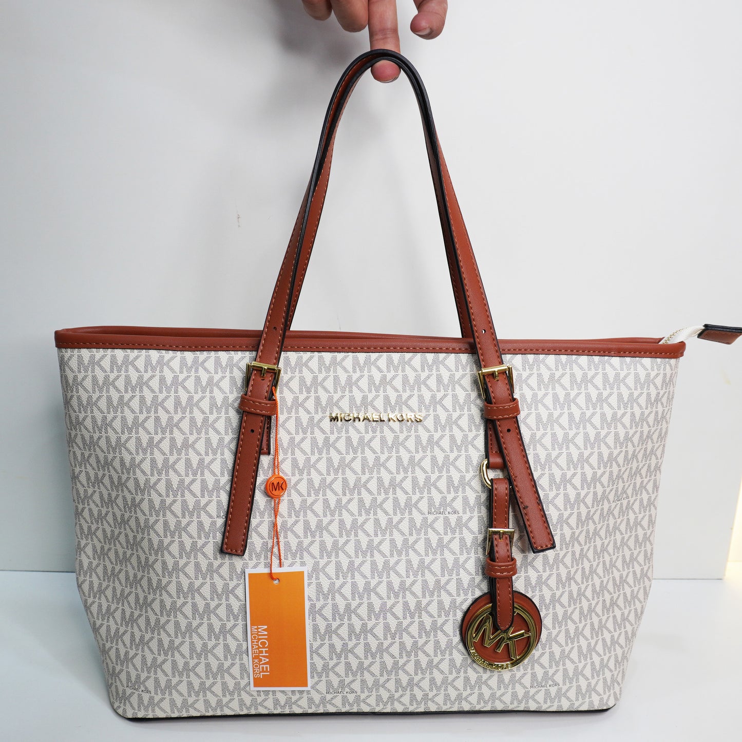 MK54 Large Tote Bag - White Monogram