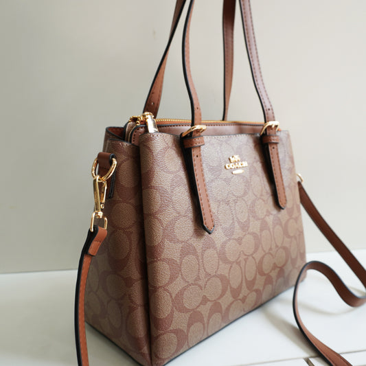 CH030 3 Compartment Shoulder Bag - Apricot