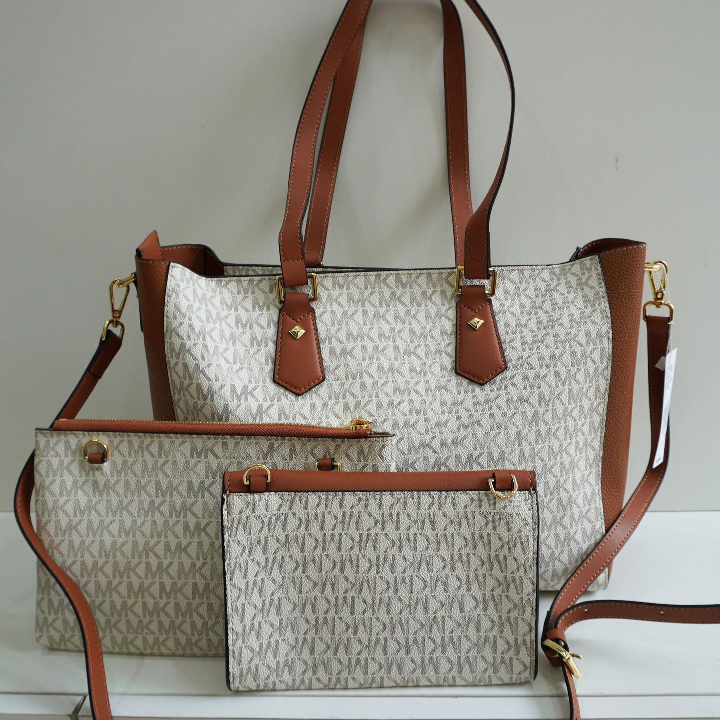 MK777 - 3 in 1 Tote Set - White