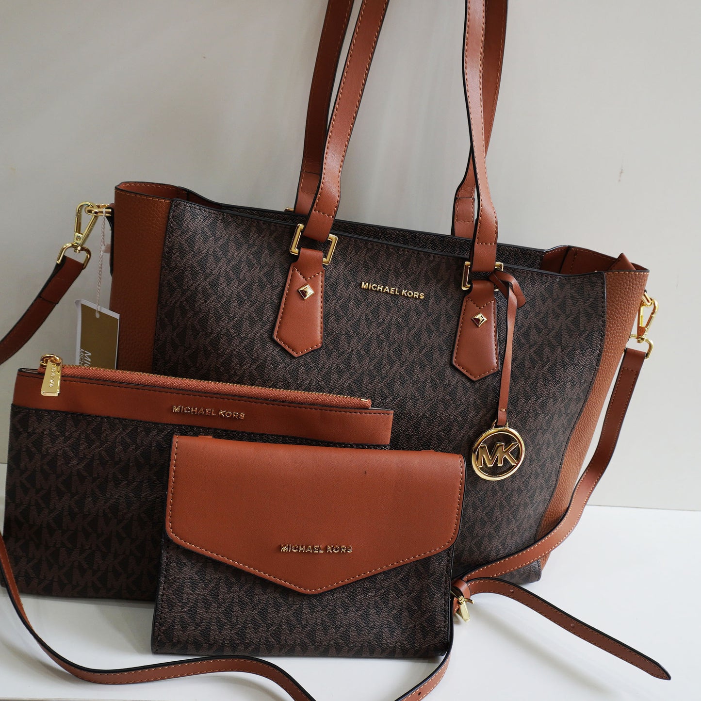 MK777 - 3 in 1 Tote Set - Brown