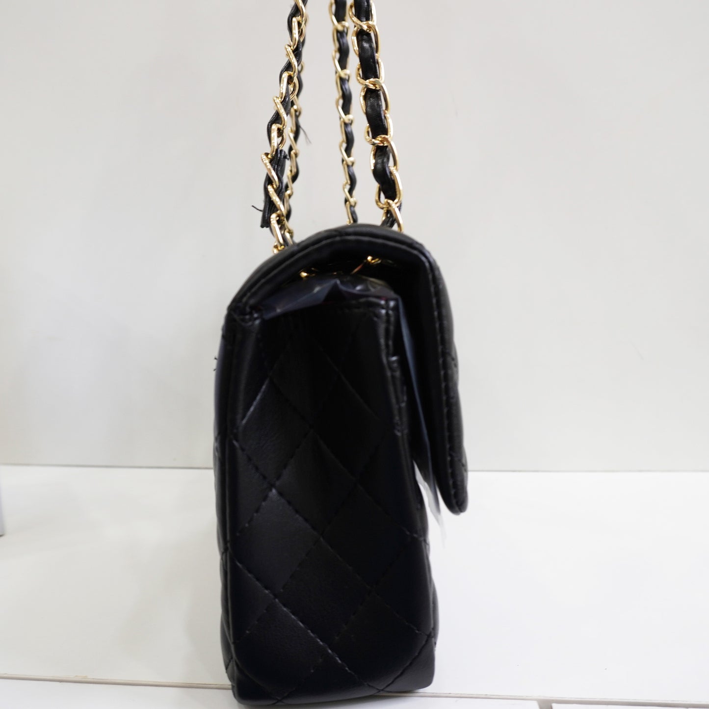 CHNL1 - Elegant Quilted Flap Bag – Black with Gold-Tone Chain