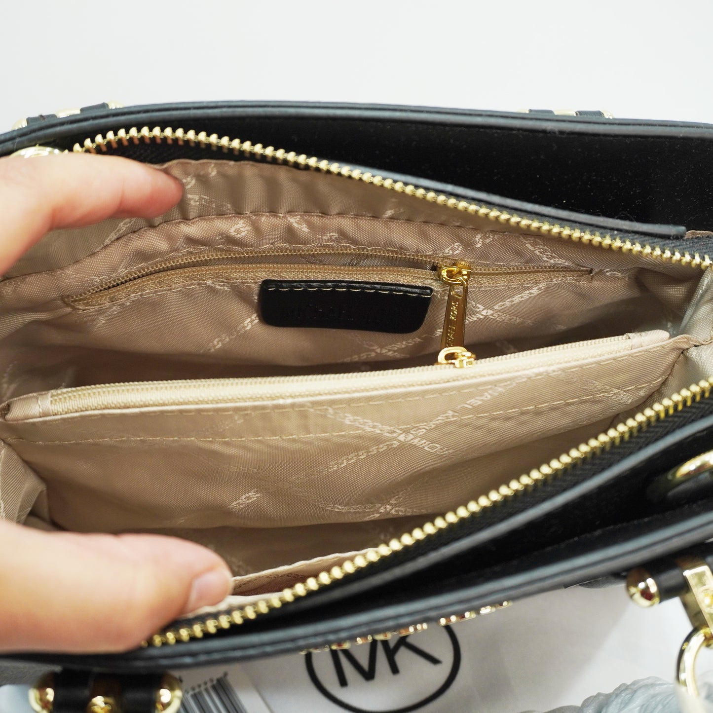 MK335 - Satchel Sling - Coffee Black Monogram Print