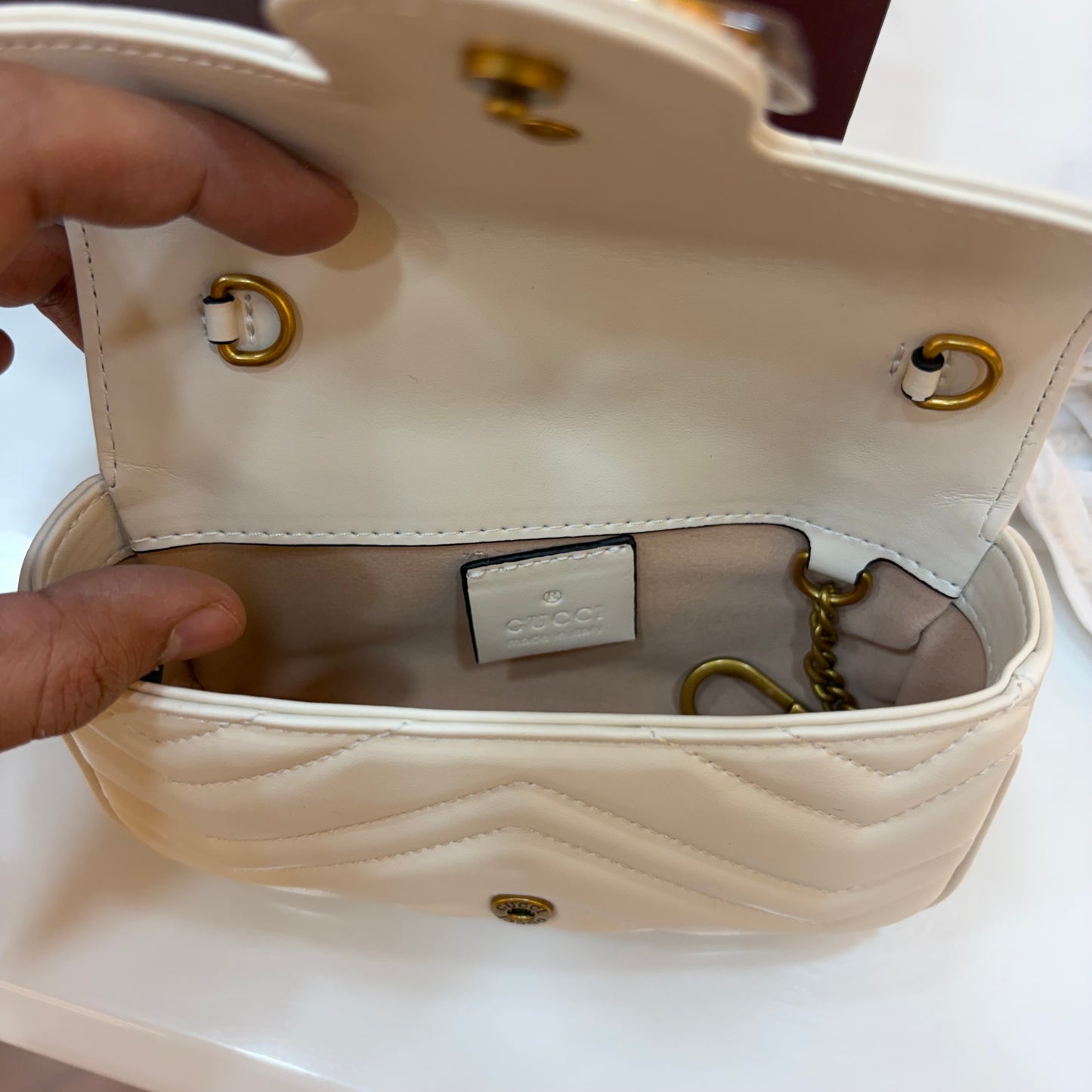 GG Marmont Mini Sling Bag - White (Ultra Premium Double Box)