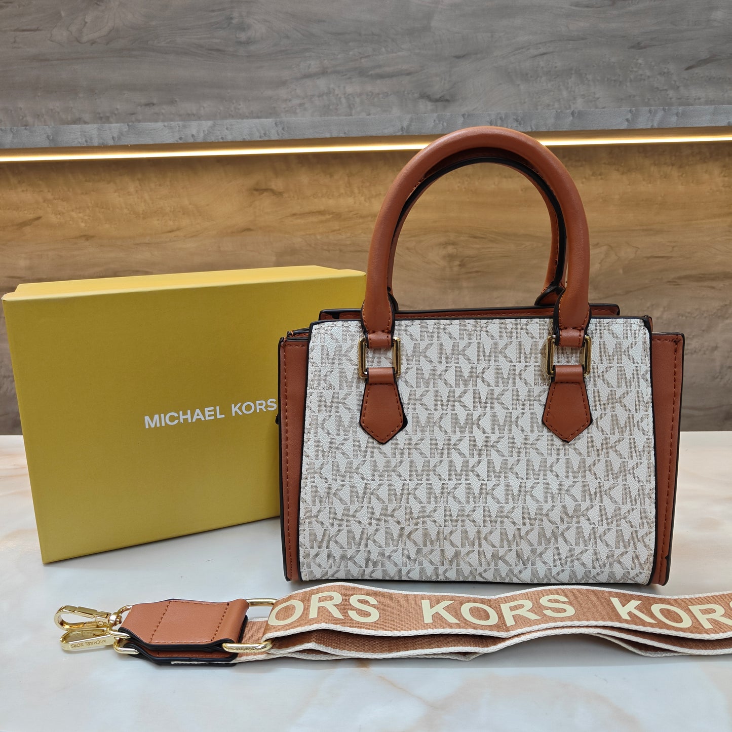 MK Satchel - White Tan