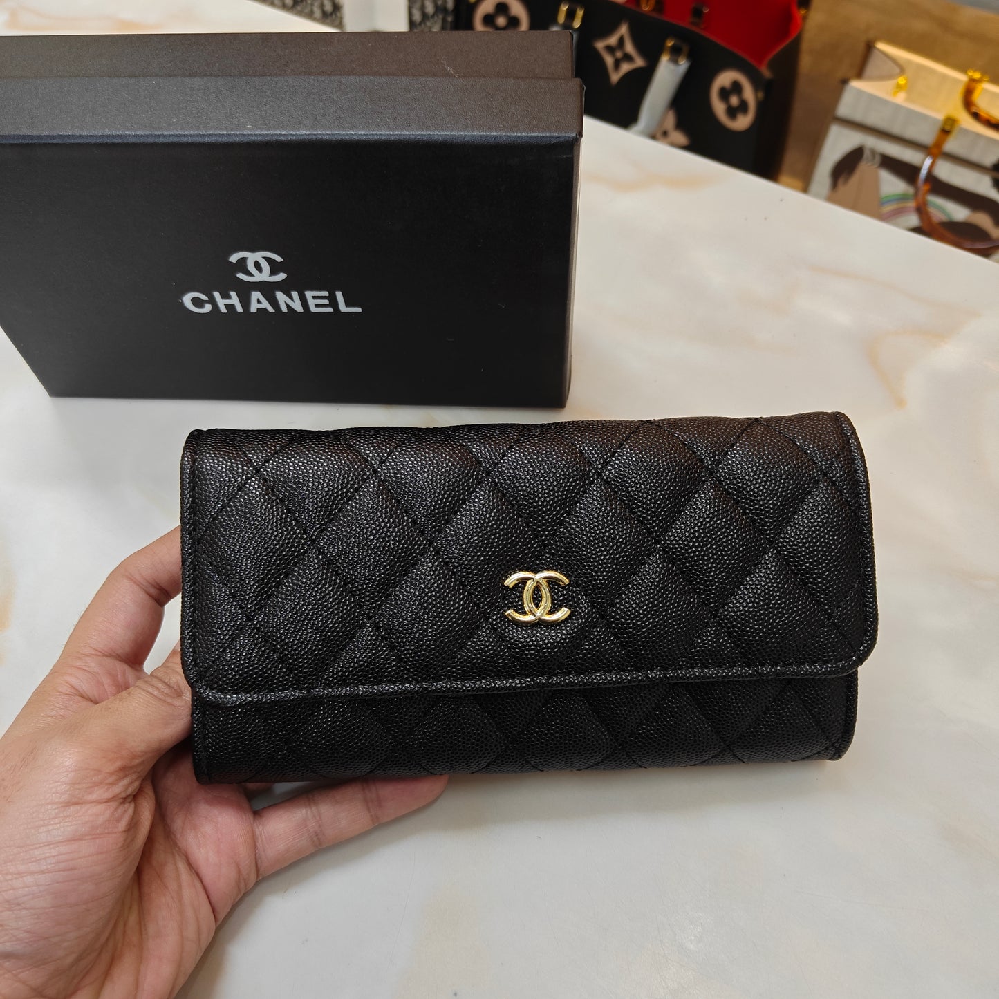 CHNL Long Wallet - Night Black