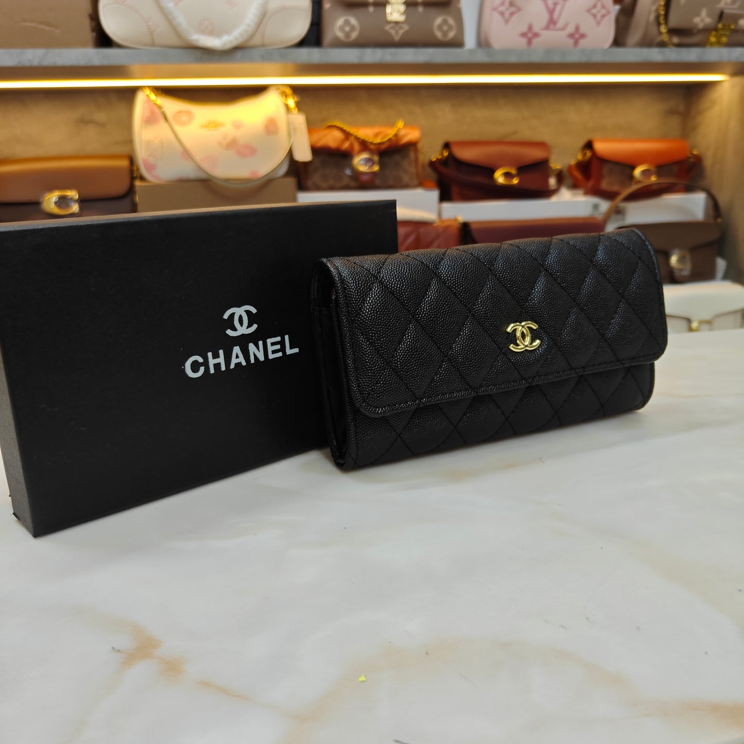 CHNL Long Wallet - Night Black