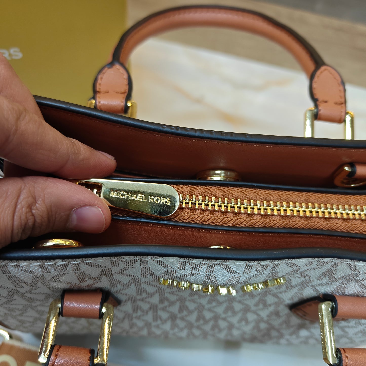 MK Satchel - White Tan