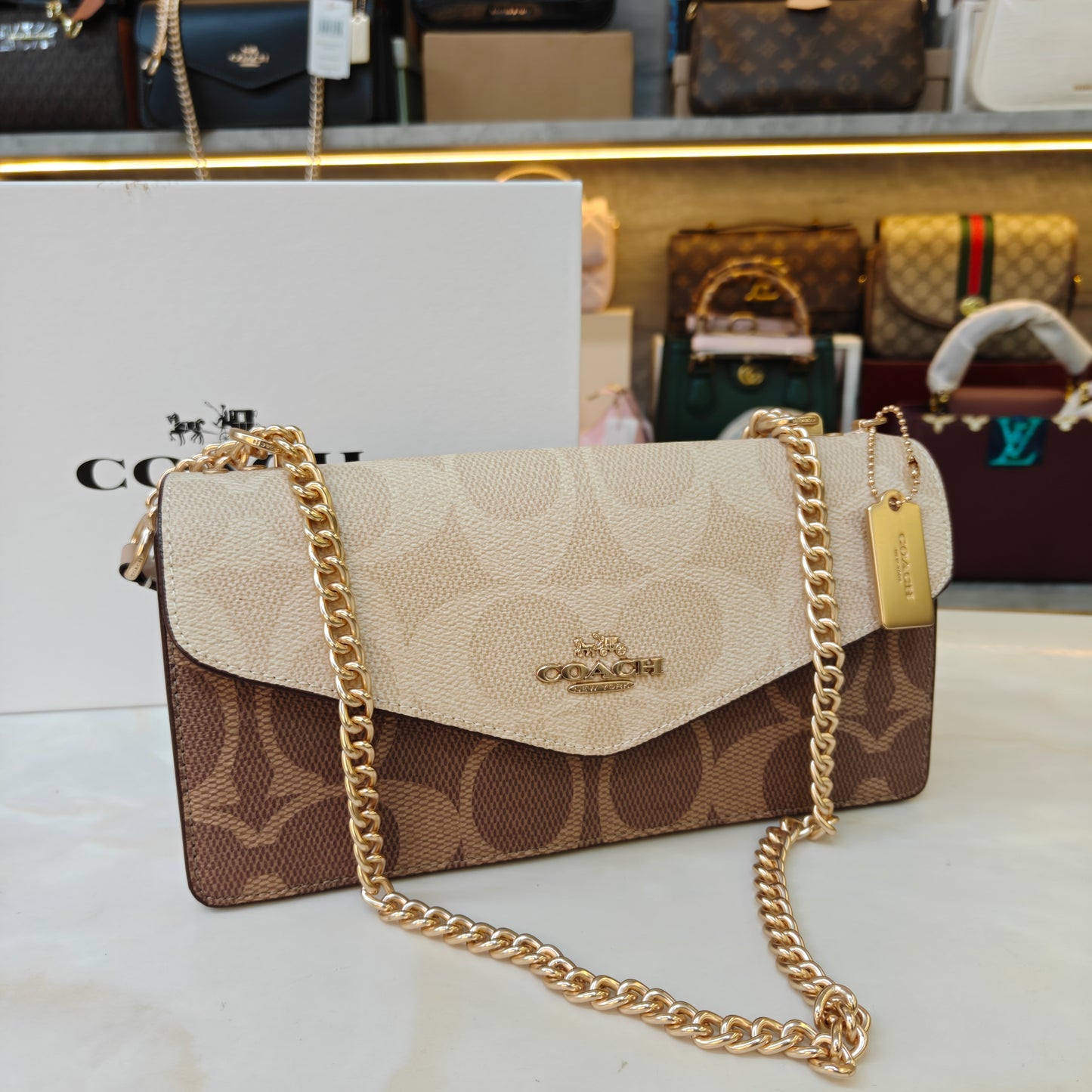 COCH Klare Envelope Sling/Shoulder Bag - Beige Apricot (Ultra Premium)