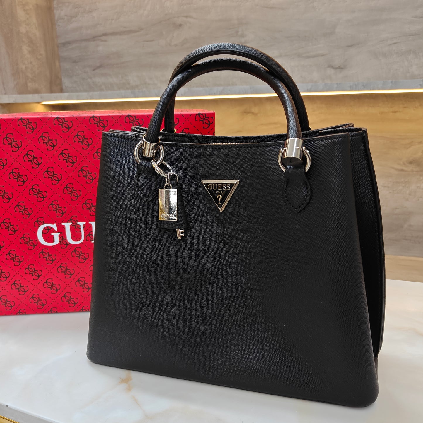 GUESS72 Satchel Bag - Solid Black