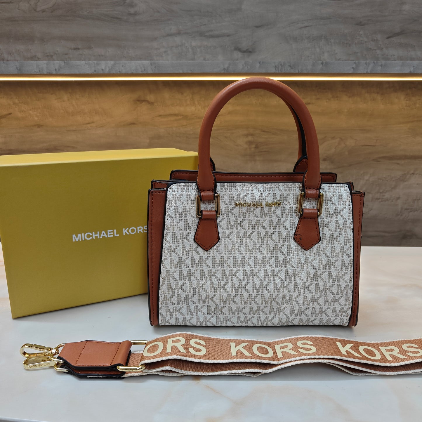 MK Satchel - White Tan