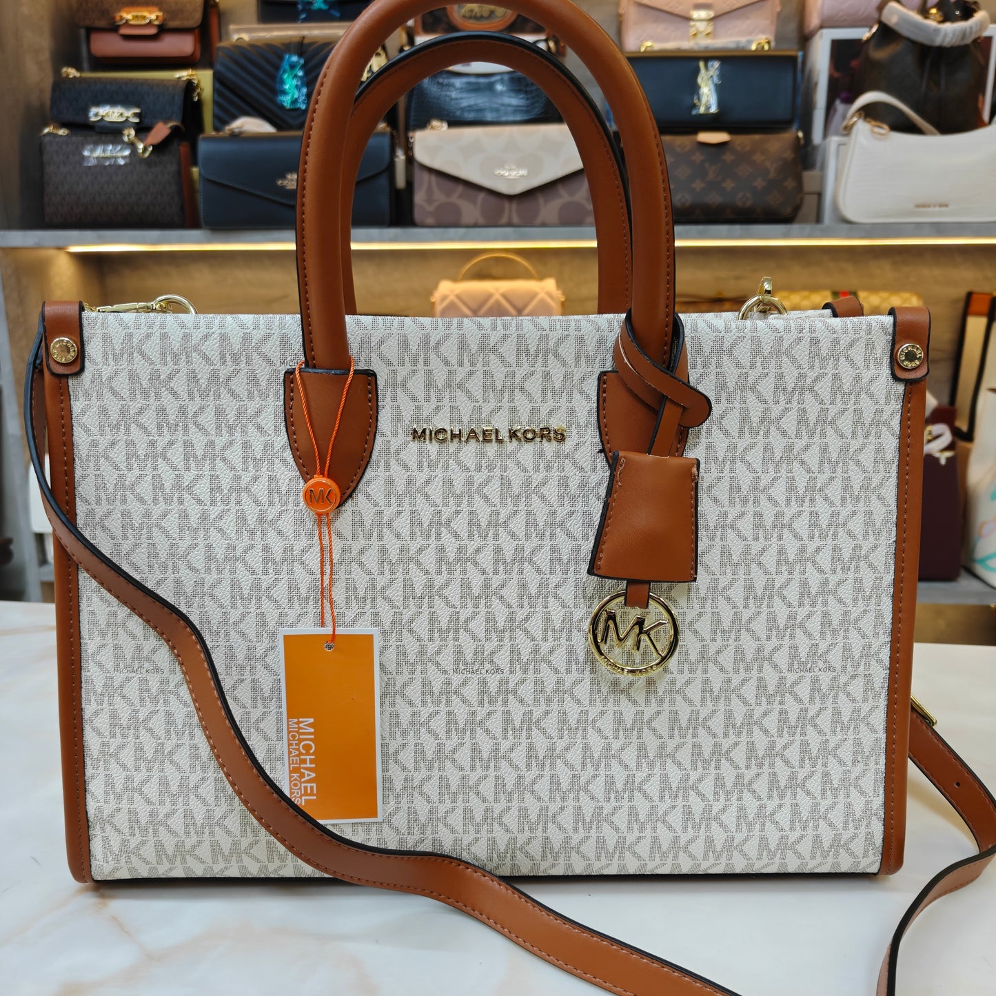 Mk Mirella Tote - Tan White