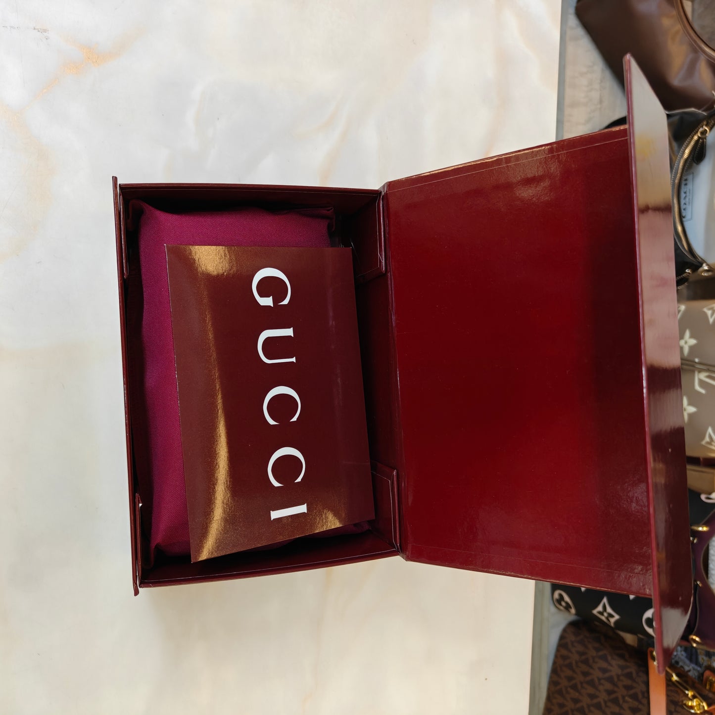 GG90 Diana Crossbody Double Box Packaging - Glossy Wine Colour