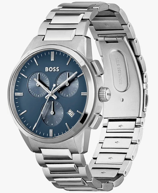 B.S Pioneer Chronograph Blue Round Dial Mens Watch