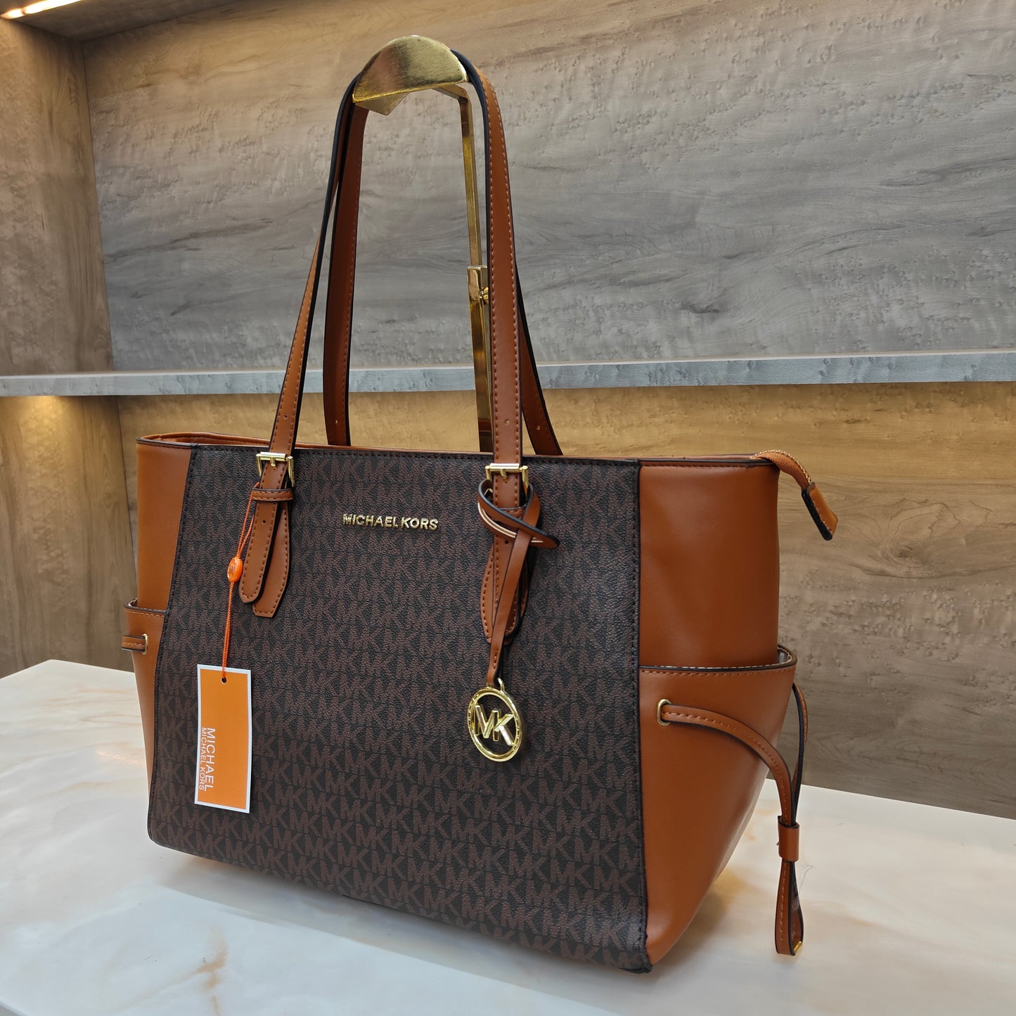MK55 - 3 Partition Tote Bag (Large) (Tan Coffee Colour)