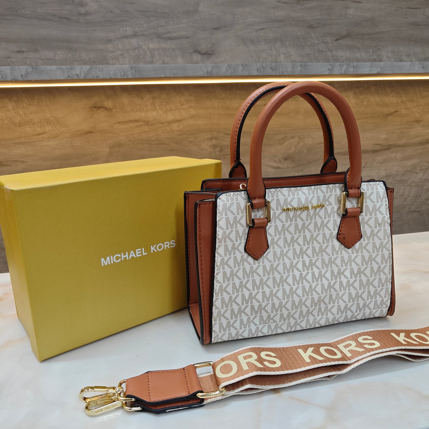 MK Satchel - White Tan