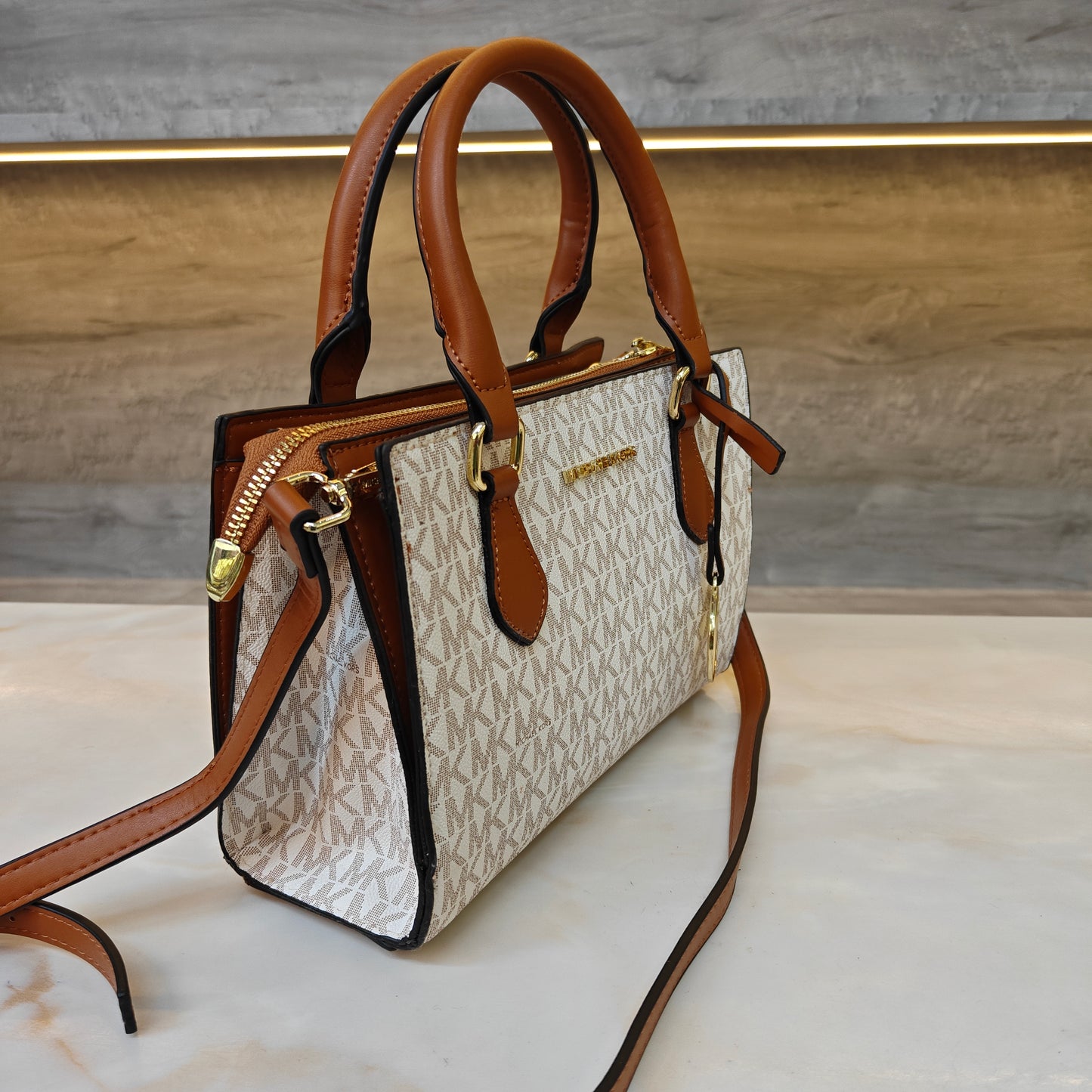 MK34 Satchel Bag (White Tan)