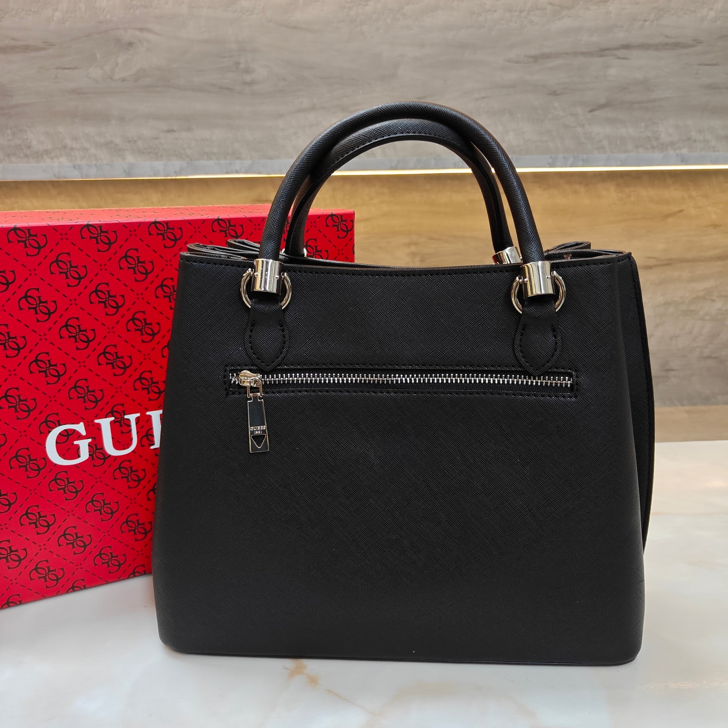 GUESS72 Satchel Bag - Solid Black