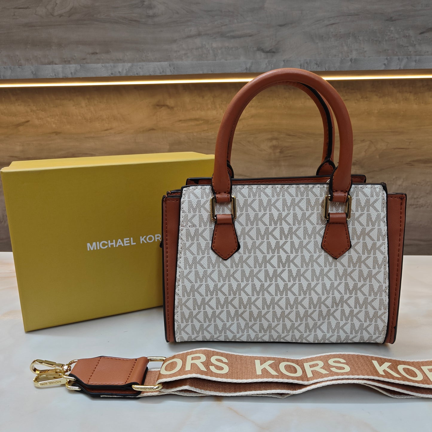 MK Satchel - White Tan