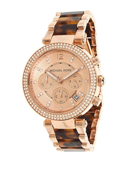 MK Parker Chronograph, Tortoise Rose Gold, Chronograph, Women's, Analog Watch, Bracelet Type