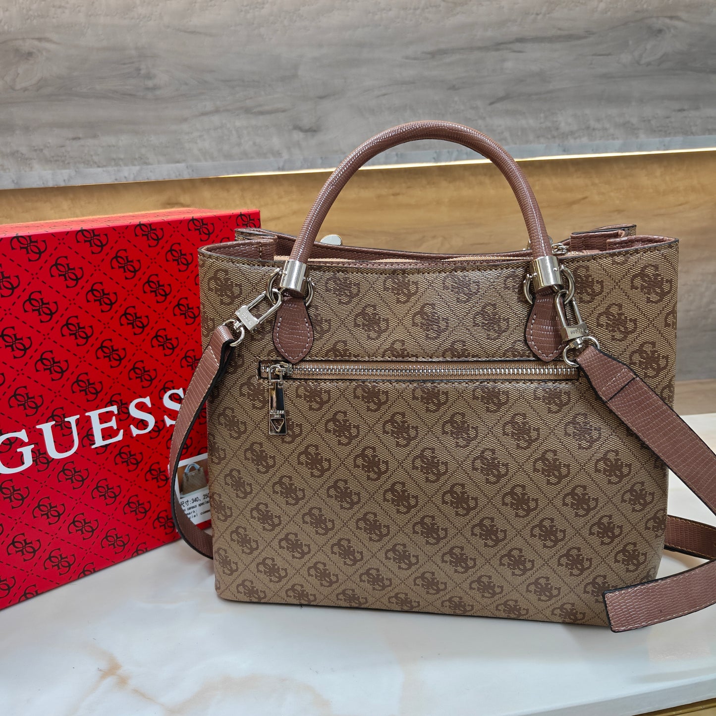 GUESS72 Satchel Bag - Designer Beige