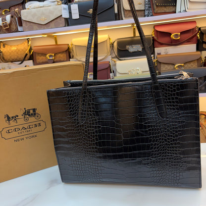 COCH MAGGIE LARGE TOTE - Black Crocodile Print