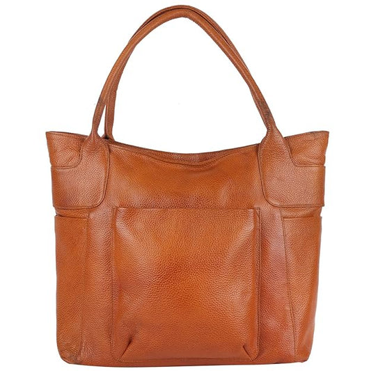 Green Hide Zenya Genuine Leather Ladies Shoulder Side Bag – Large Capacity Tan Brown Classic Tote