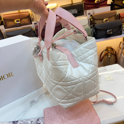 CD Toujours Vertical Tote Bag - White & Pink