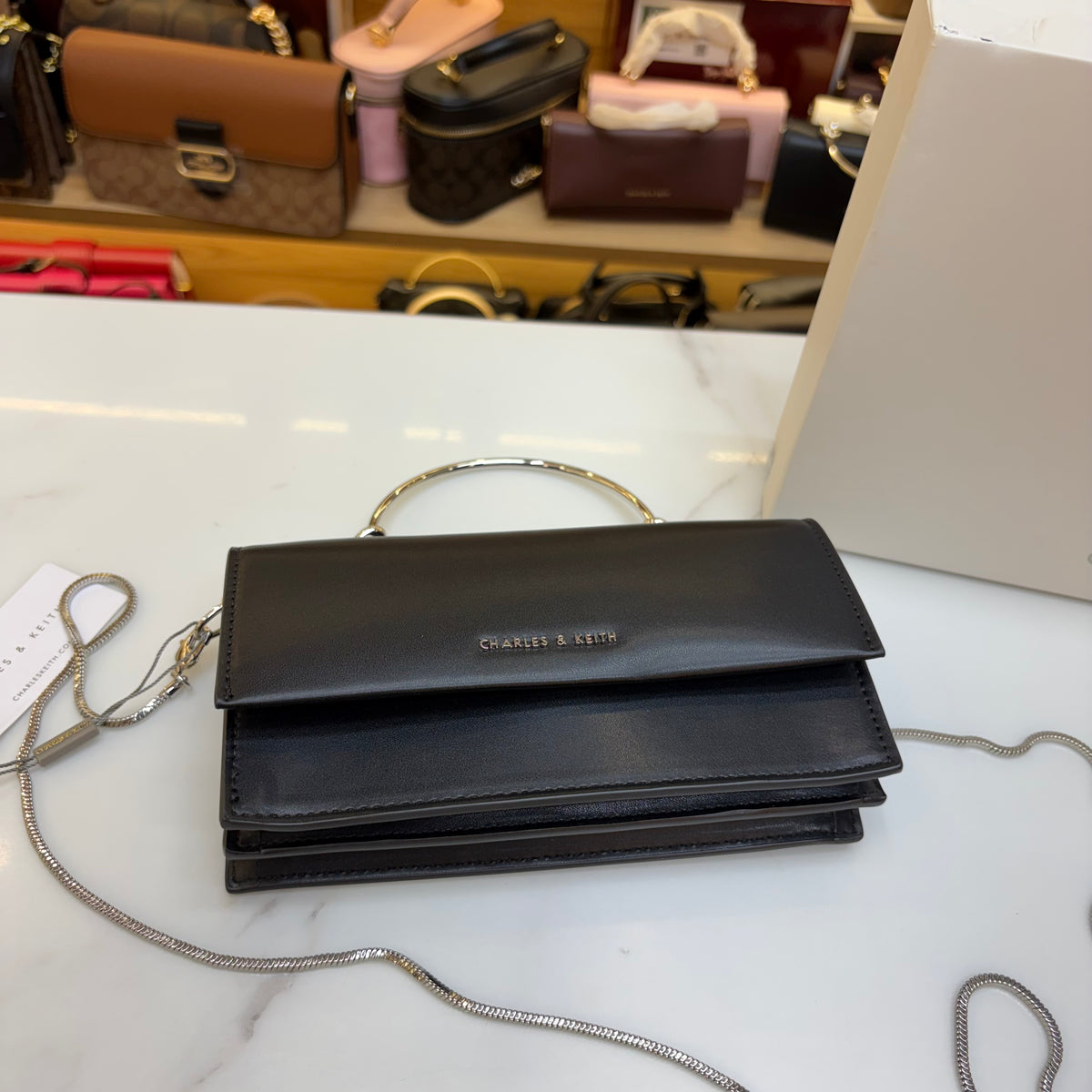 CNK Kristine Sculptural Handle Handbag - Noir