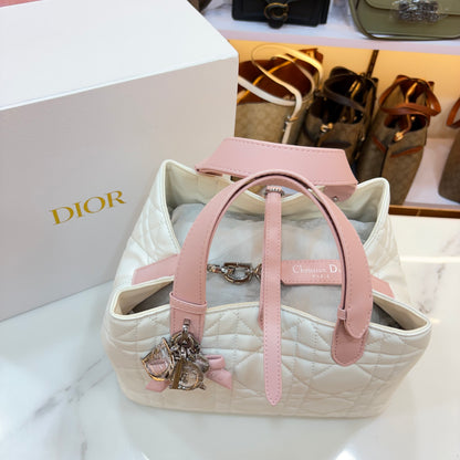 CD Toujours Vertical Tote Bag - White & Pink