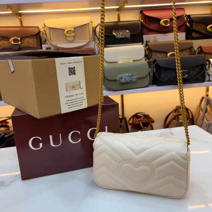 GG Marmont Mini Sling Bag - White (Ultra Premium Double Box)