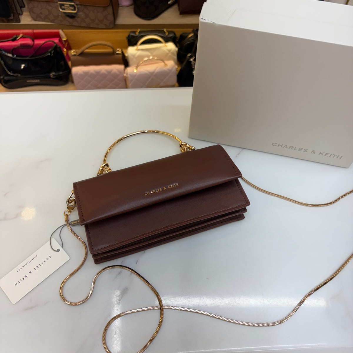 CNK Kristine Sculptural Handle Handbag - Wineberry Red