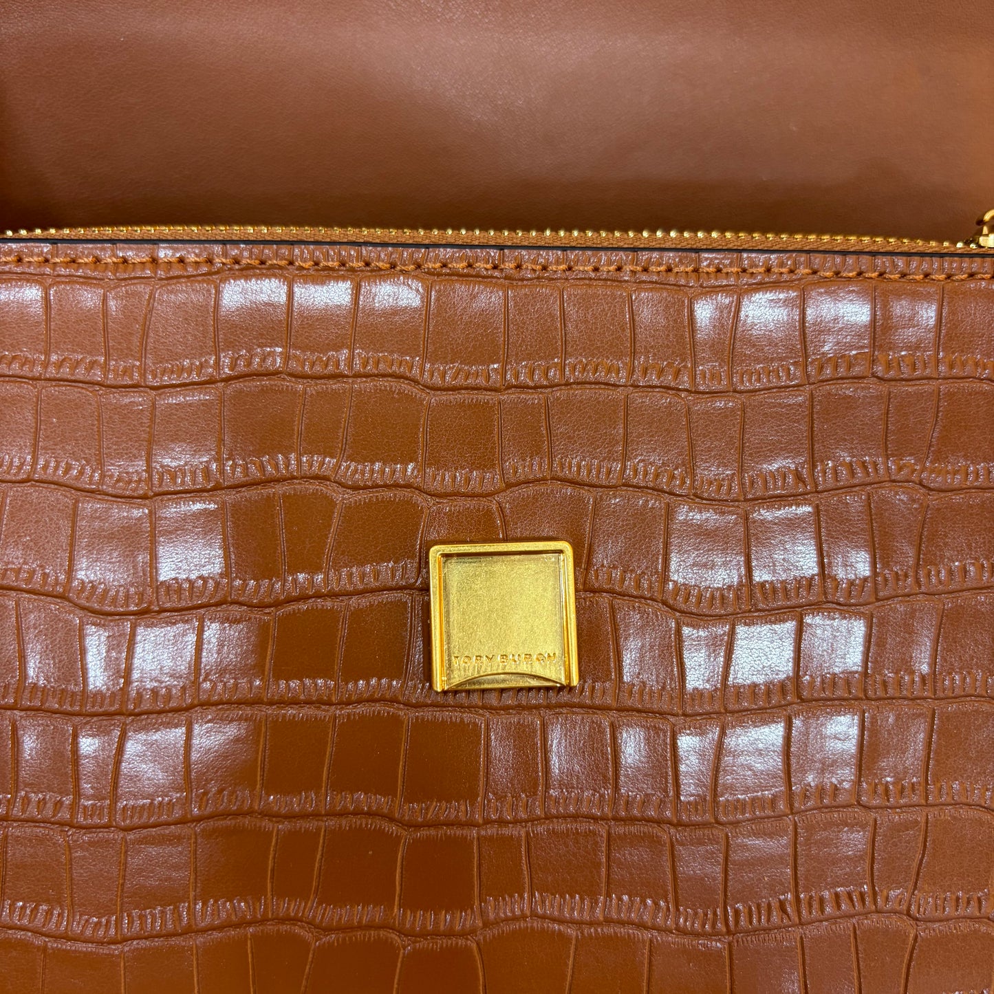 TB Eleanor Medium Croc Embossed Bag - Tan