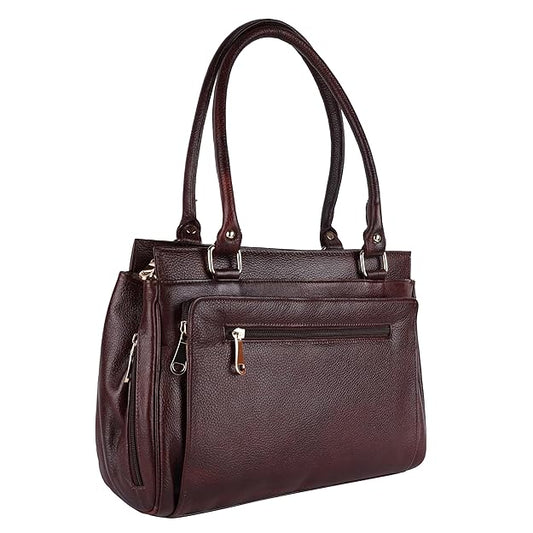 Genuine Leather Women's Shoulder Handbag – Brown