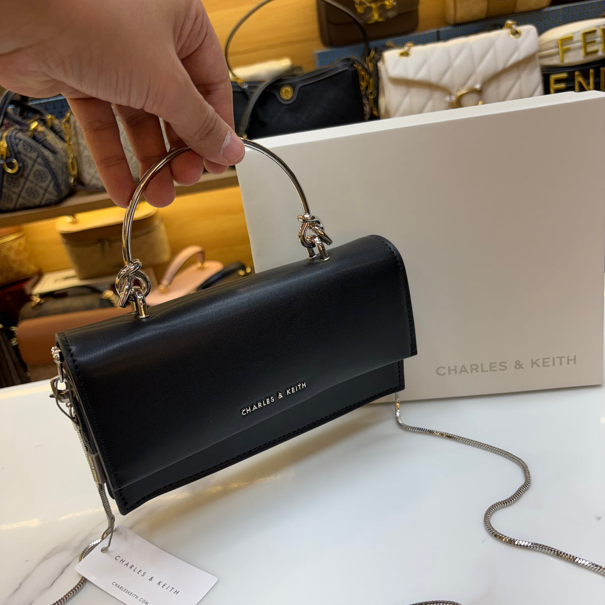 CNK Kristine Sculptural Handle Handbag - Noir