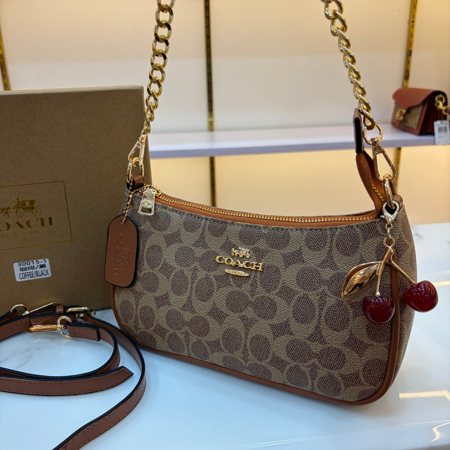 COCH TERI Sling/Shoulder Bag - Apricot (With Cherry Charm)