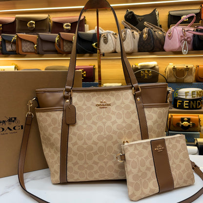 Coch Premium Tote With Wallet - Light Apricot