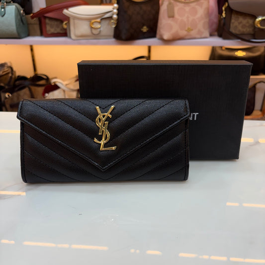 YSL Envelope Premium Wallet - Black