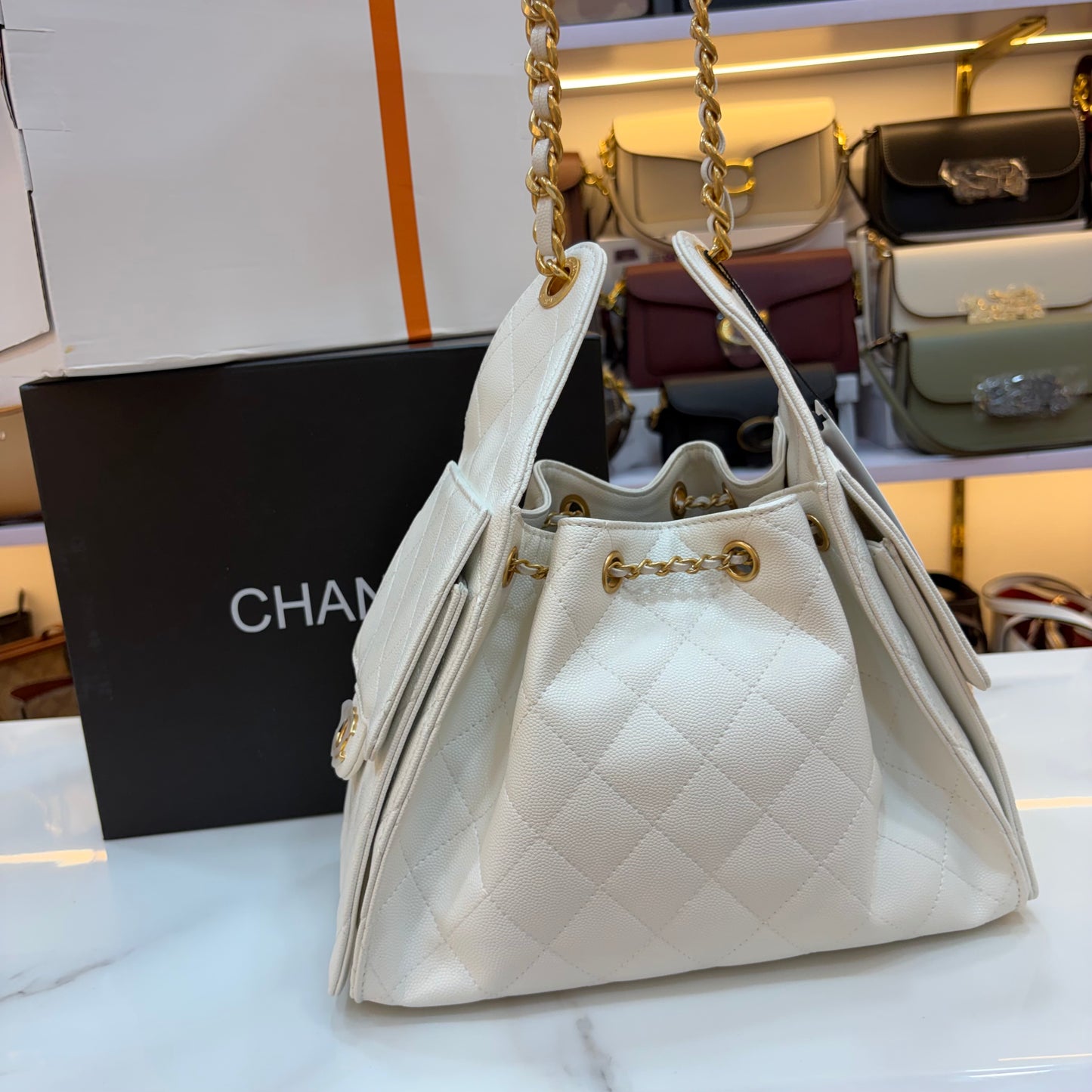 Chanel 25 Medium Handbag - White