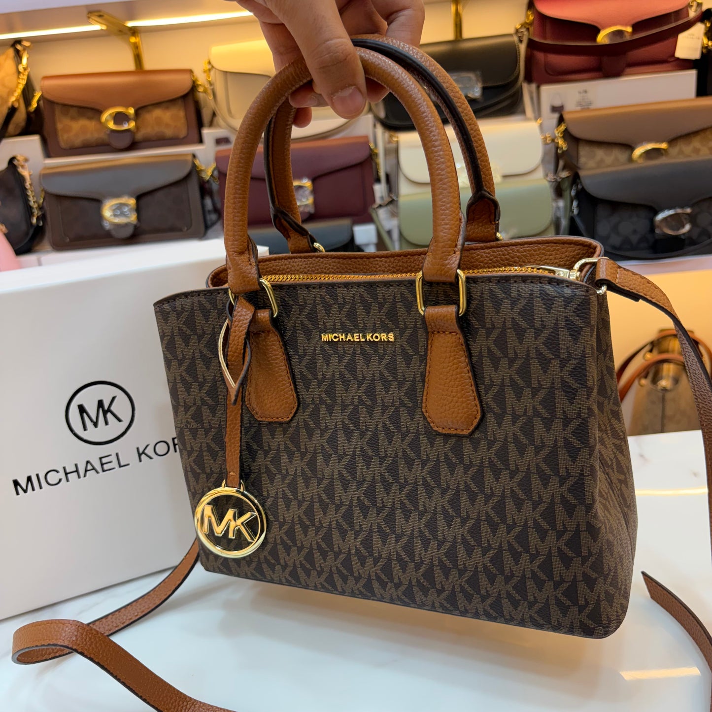 MK Sheila Medium Satchel - Brown