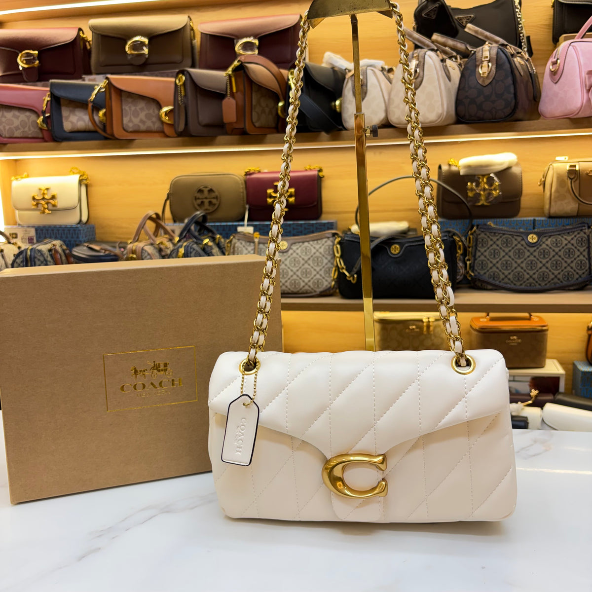 Coch Quilted Tabby Bag - White