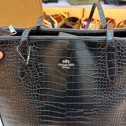 COCH MAGGIE LARGE TOTE - Black Crocodile Print