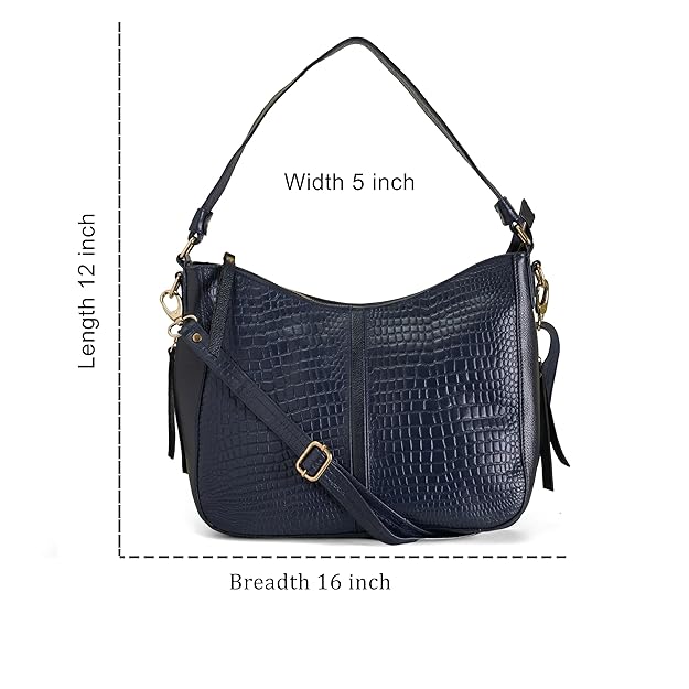 Green Hide Soraya Leather Ladies Shoulder Side Bag – Crocodile Pattern Large Stylish Handbag