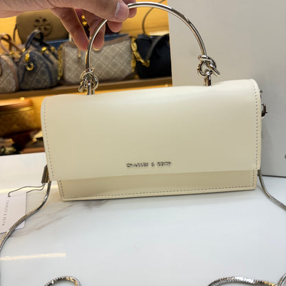 CNK Kristine Sculptural Handle Handbag - Cream