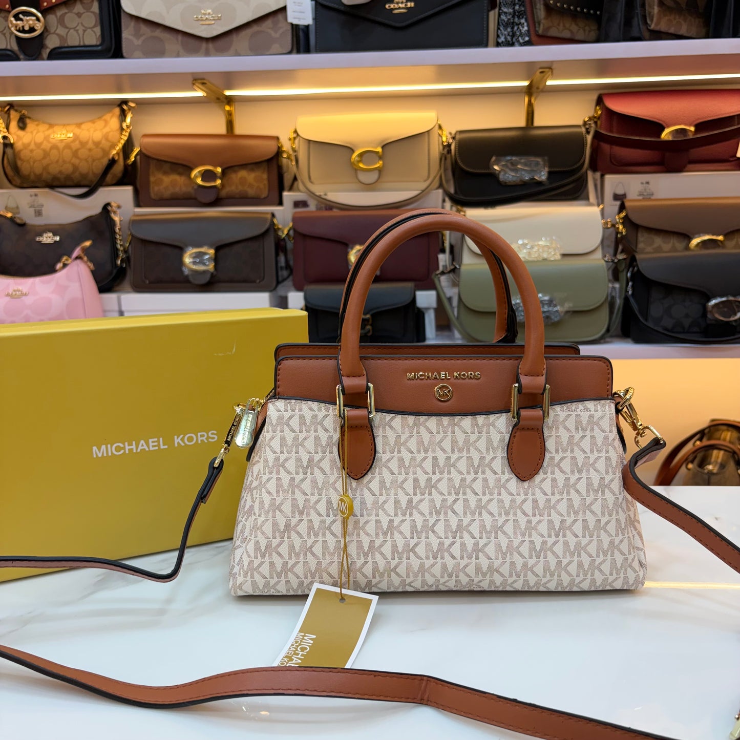 MK Satchel - White Tan