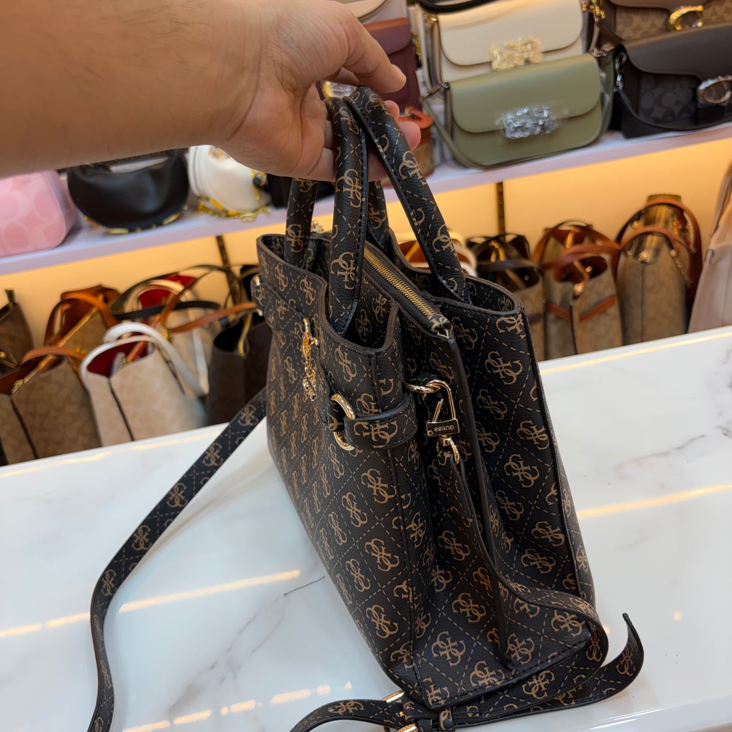 GUS Arlena Girlfriend Satchel - Black Monogram